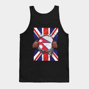 Nepal Flag Great Britain Flag Ripped - Gift for Nepalese From Nepal Tank Top